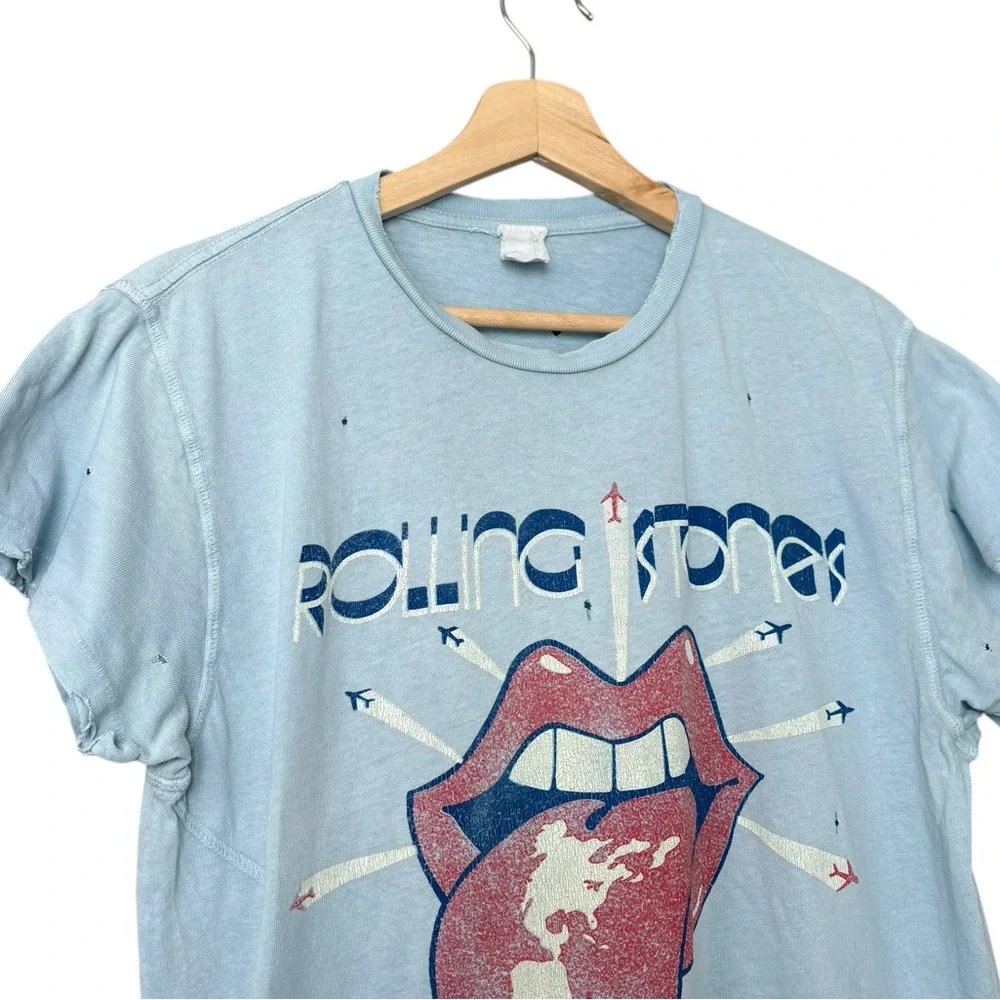 Madeworn Rolling Stones Blue Distressed T Shirt Size Small - Picture 3 of 6